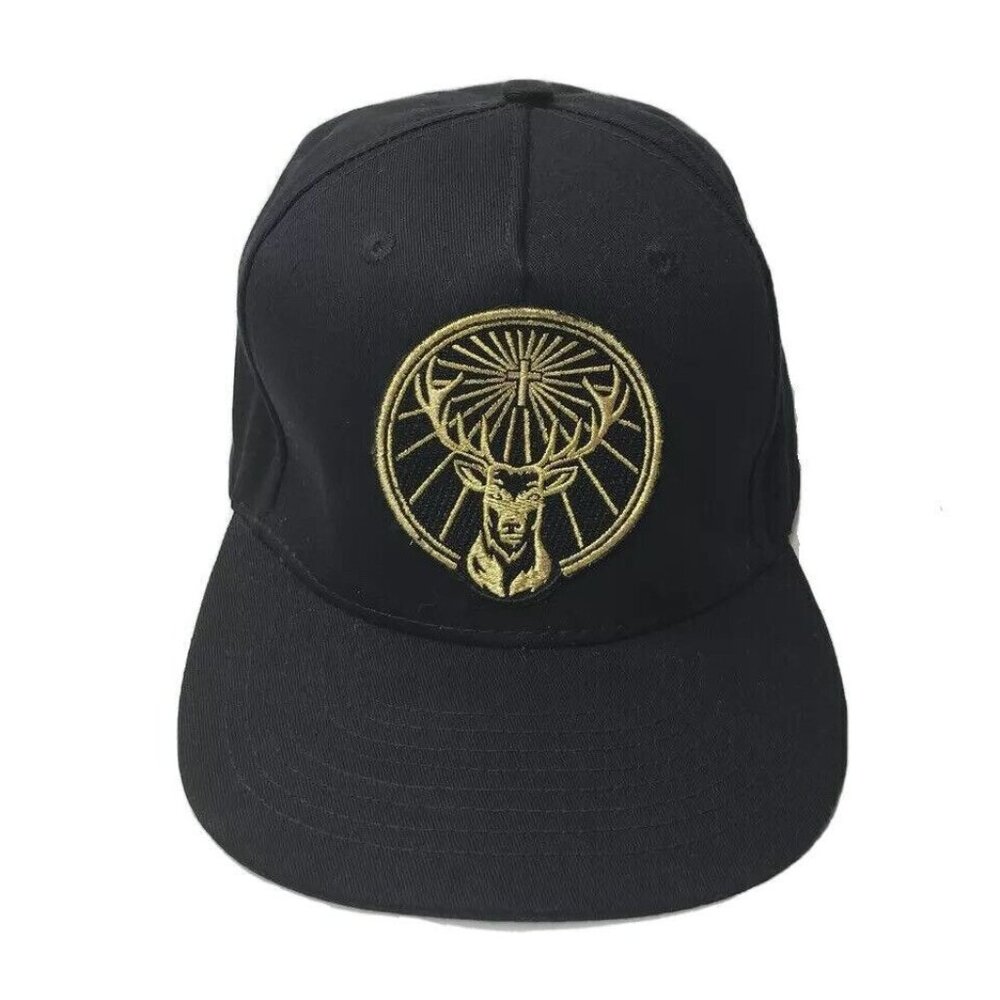Jagermeister Baseball Cap Hat Mens Black Gold Deer Cross Embroidered Snapback OS